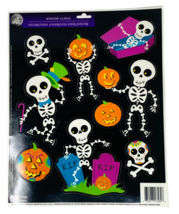 Halloween Spooky Window Glitter Cling Skeleton Pumpkin Skull - £5.99 GBP