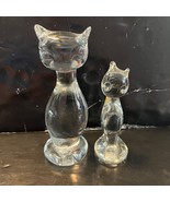 Vintage Pair of Pilgrim Glass Sitting Cats Paperweights - $45.00