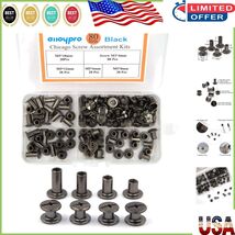 Versatile 80-Piece Gun Metal Chicago Rivets Set - Ideal for Crafts &amp; Boo... - $350.61 MXN
