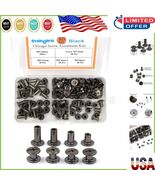 Versatile 80-Piece Gun Metal Chicago Rivets Set - Ideal for Crafts &amp; Boo... - $26.56 CAD