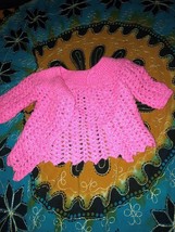 Vintage Handmade Adorable Pink Zig Zag Crochet Cardigan - £10.32 GBP