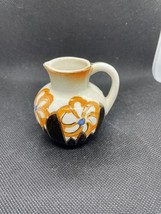 Mini Pico Occupied Japan Pitcher Hand Painted Orange Black Blue Floral Mini Ewer - $9.73