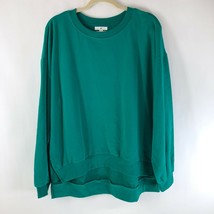 BP Womens Sweatshirt Pullover Oversized Long Sleeve Hi-Lo Crew Neck Green Size S - $24.06