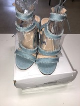 X2B Elssa-2 Women&#39;s Denim Sandal Heels Block Heel Size 6 - $18.25