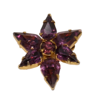 Mid Century Purple Rhinestone Star Brooch Pin - £19.51 GBP
