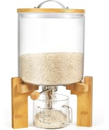 Flour And Cereal Container Rice Dispenser 5l Wooden Stand And Measuring Cup - $49.50