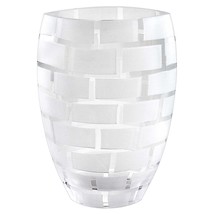 12&quot; Mouth Blown Frosted Crystal European Made Wall Design Vase - $215.10