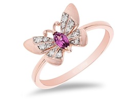 Enchanted Disney Mulan Butterfly pear CZ Diamond Rose Gold rhodium Silver ring - £67.93 GBP