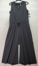 Ideology Jumpsuit Women Large Black Polyester Sleeveless V Neck Pockets Back Zip - £21.95 GBP