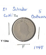 El Salvador K134a, 5 Centavos Brass 1948 - £1.57 GBP