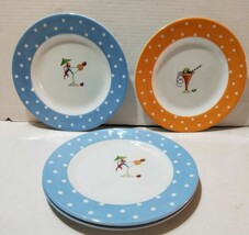 Melamine Plates 9&quot; Round Cocktails Set of 4 Salad Dessert Happy Hour Pol... - $13.99