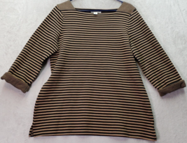 Coldwater Creek Shirt Top Womens Large Multi Striped Long Sleeve Round Neck Slit - £22.14 GBP