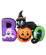 Halloween Inflatable BOO Scene Cat Pumpkin Ghost Lights 6-Foot Yard Deco... - £80.50 GBP
