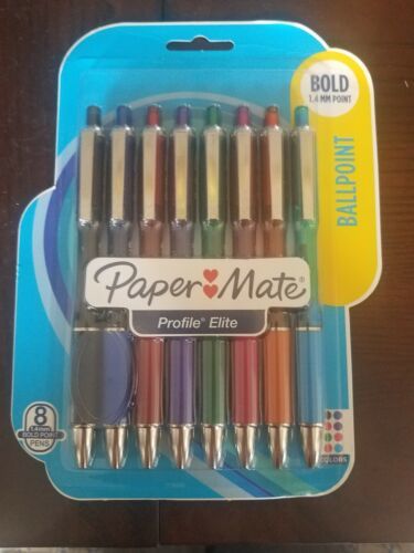 Primary image for Paper Mate 1776385 Profile Elite Retractable Ballpoint Pens, Bold Point,8pc Asst