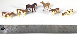 Small Group of 1&quot; - 2&quot; Plastic Farm Animals Includes 4 Cows &amp; 2 Horses - £7.56 GBP