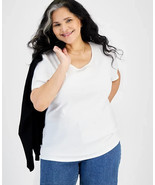 Style and Co Womens Short Sleeve Scoop Neck Top Shirt Plus 3X  White - $19.79