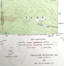 Map Traveler Mountain Maine 1955 Topographic Geo Survey 1:62500 22 x 18&quot; TOPO3 - £36.05 GBP