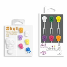 Nod Skull Wine Glass Markers, Stopper &amp; Party / Hors d&#39;oeuvre Picks - Se... - £12.35 GBP