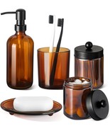 GMISUN Bathroom Accessories Set 5 Pack Amber Glass Bath Accessory Sets C... - $65.16