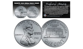 1943 TRIBUTE Steelie WWII Steel PENNY Coin Clad in Genuine PLATINUM Lot ... - $9.46