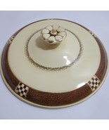 Replacement Cream Porcelain Ceramic Canister Casserole Lid Gold Trim Bro... - $15.68