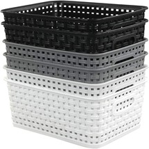 Plastic Storage Basket, Woven Basket Bin, Eagrye 6-Pack, 10 Point 4 Inch... - £29.83 GBP