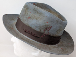 Ruediger Men&#39;s Gray &amp; Brown Distressed Burnt Wool Fedora Hat Size Small (53cm) - £60.99 GBP