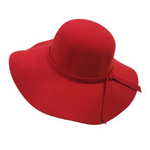 Women Wide Brim Floppy Warm Wool-look/effect Hat Trilby Bowler Cap - Red - £18.37 GBP