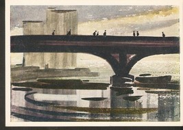 Latvia Bridge Art Painting Landscape with bridge view by Bems R. signed - £6.90 GBP