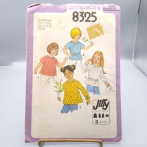 Vintage Sewing PATTERN Simplicity 8325, Jiffy Girls 1977 Pullover Blouse... - £9.95 GBP