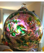 Hanging Glass Ball 4&quot; Diameter Pinkish Purple, Green &amp; Yellow Specks GB68 - €13,15 EUR