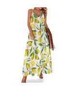 Mondxflaur Yellow Lemon Summer Dresses for Women V-neck Spaghetti Strap ... - $45.26 CAD