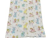 Vintage Pastel Animals 70s Baby Quilt Comforter Elephant Rocking Horse 3... - $66.49
