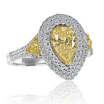 GIA Certified 2.01 Ct Pear Faint Yellow Diamond Engagement Ring 18k White Gold - $3,563.17