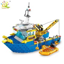 HUIQIBAO S Engineering Boat Station Building Blocks City Construction MOC Crane  - £15.88 GBP