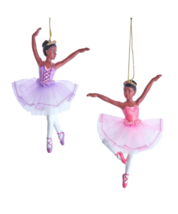 Kurt Adler Set Of 2 Resin 5.5&quot; African American Ballerina Xmas Ornaments J7785 - £23.88 GBP