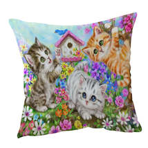 Kids Designs Cute Bird House and Cats Kittens Cushion Cover - $15.90