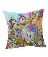 Kids Designs Cute Bird House and Cats Kittens Cushion Cover - $295.74 MXN