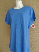 Womens Hanes  Med. Cotton S/S Crew Neck Tee Shirt Blue - £8.66 GBP