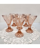 Vtg Set 6 Heavy Pink Glass Ice Cream Coupes Glasses Blush Pink Rosaline ... - $62.88