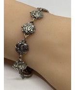 VINTAGE ANTIQUE STERLING SILVER ROSES AND SAINTS CATHOLIC MEDAL BRACELET 7” - $108.68