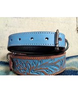 Shwaan Genuine Tooled Leather Dog Collar Floral Pattern  Best handmade F... - $50.60 CAD+