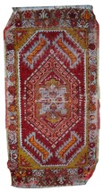 Handmade antique collectible Turkish Yastik rug 1.4&#39; x 2.8&#39; (44cm x 86cm... - $191.43 CAD
