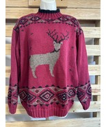 Vintage Eddie Bauer Hand Knit Reindeer Christmas Sweater Women’s Size XL... - €34,51 EUR