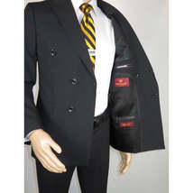 Men Suit BERLUSCONI Turkey Italian Wool 180's Double Breasted UGS94-08 Black image 6