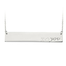 925 Sterling Silver Engraved I love you Geometric Bar Adjustable Necklace 16-18&quot; - £67.23 GBP