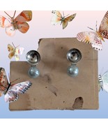 Vintage Small Brushed Silver Tone Sphere Ball Cup Spoon Clip On Earrings... - €8,03 EUR