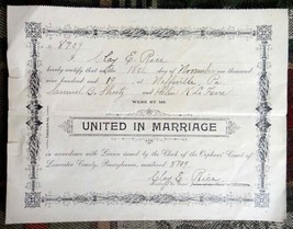 1919 antique MARRIAGE LICENSE samuel sheetz helen lefevre neffsville pa ... - £37.88 GBP