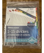 Office Depot 1-15 Dividers W/ Printable Table Of Contents - €6,69 EUR