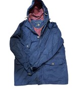 Orvis Men’s Large Navy Hooded Coat Plaid Lined - £55.34 GBP